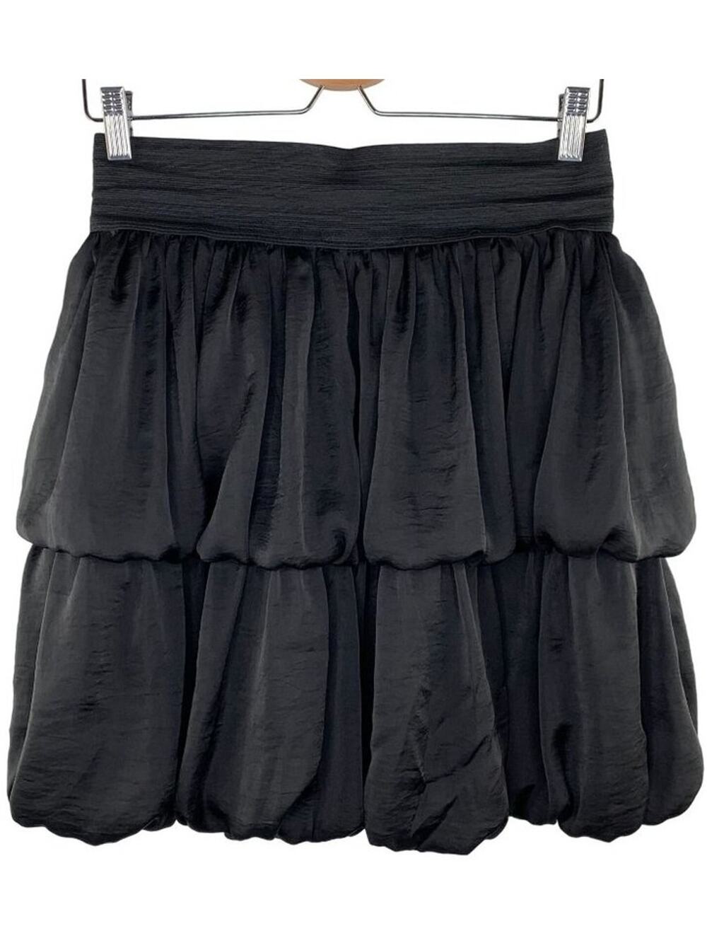 French Atmosphere Sz 8 Y2K Black Tiered Elastic Ruffle Short Mini Bubble Skirt